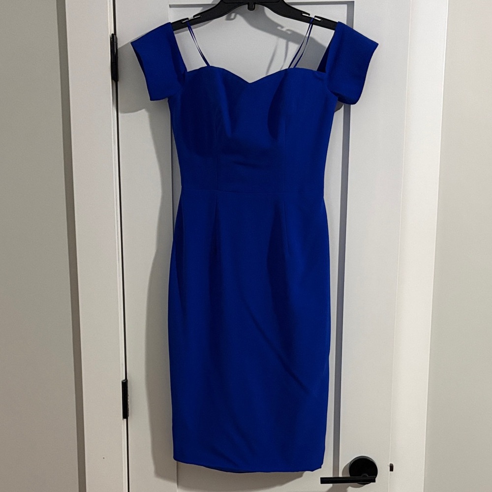Dress the Population Bailey off the shoulder Royal Blue Midi Dress